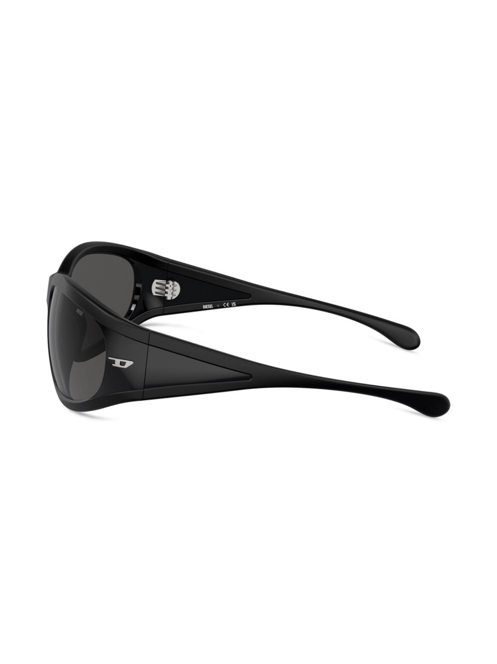 Diesel Zonnebril met wikkelmontuur en logoplakkaat - Zwart