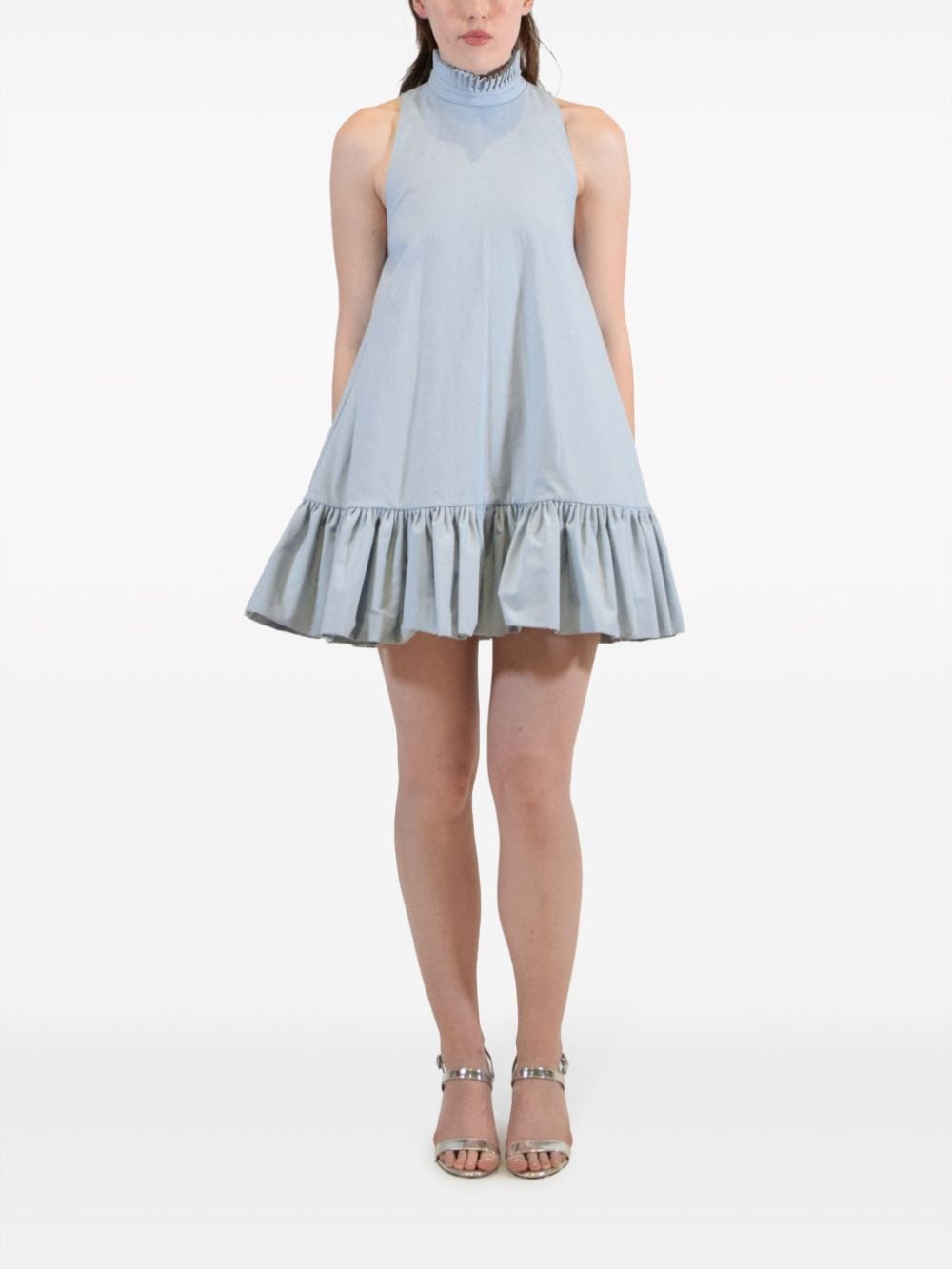 AZEEZA Chambray mini-jurk - Blauw