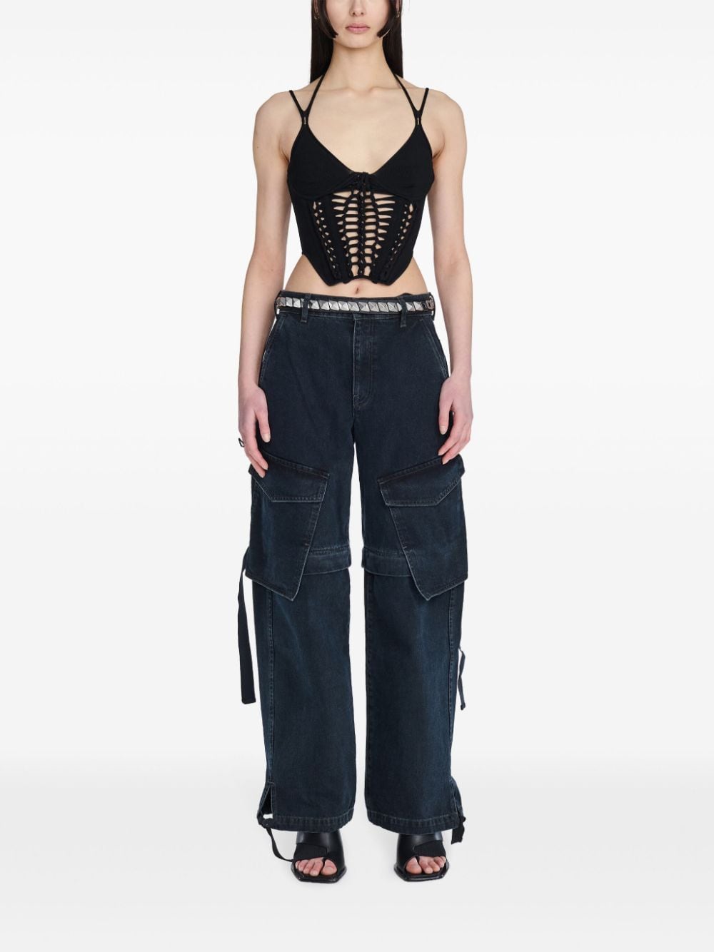 Dion Lee Parachute verstelbare straight jeans - Zwart