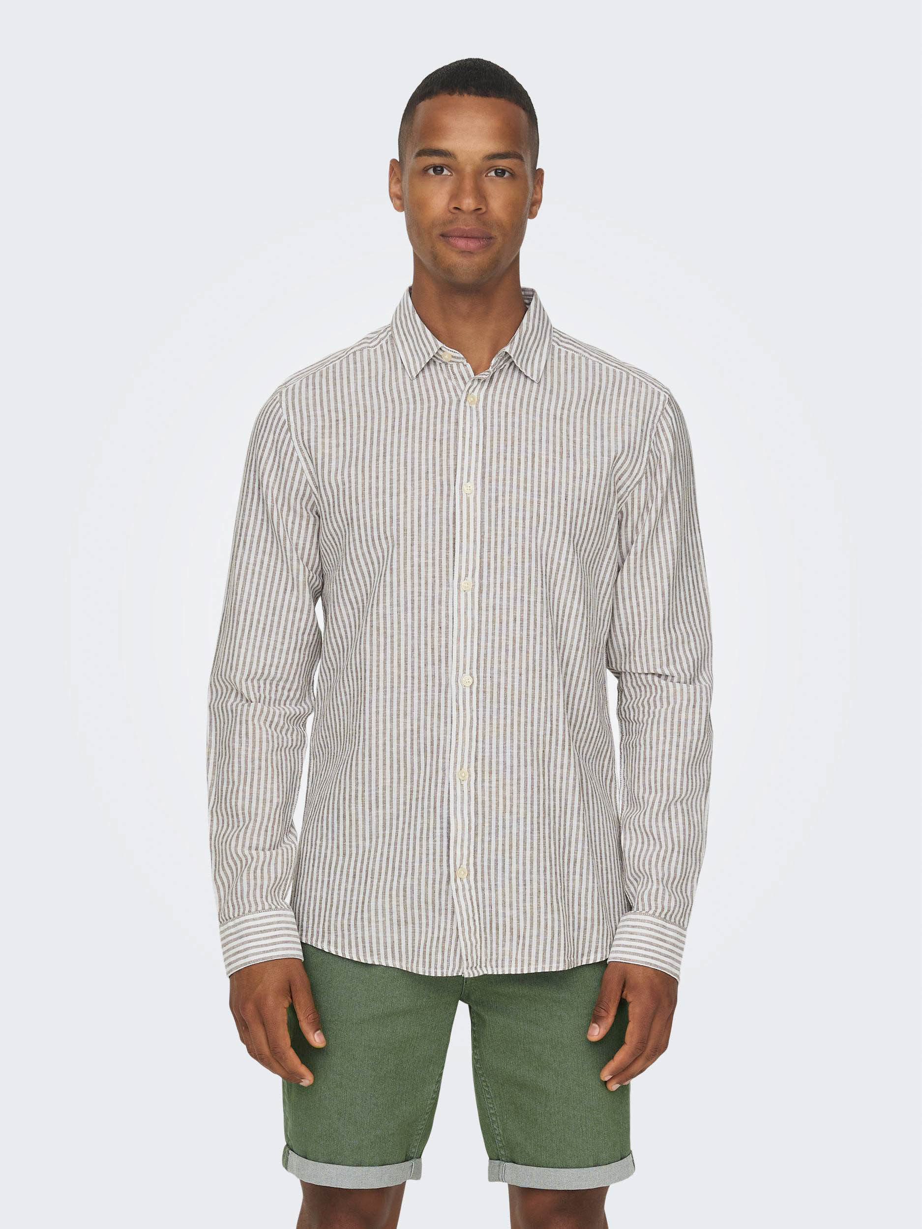 ONLY & SONS Kurzarmhemd "ONSCAIDEN LS STRIPE LINEN SHIRT 660 NOOS"
