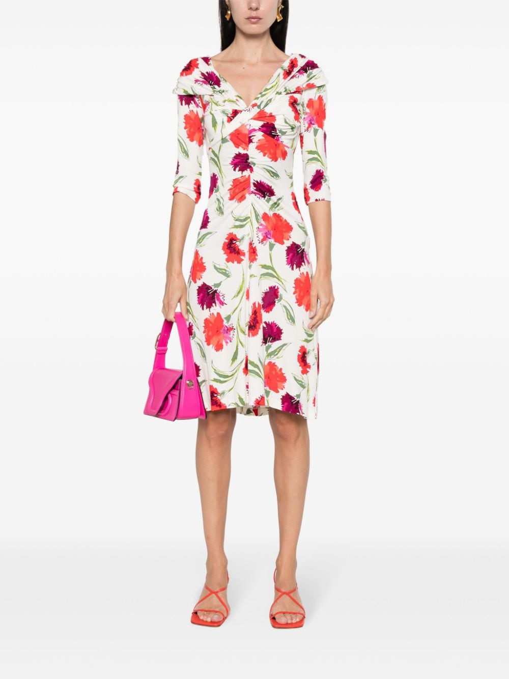DVF Diane von Furstenberg Jim midi-jurk met bloemenprint - Wit