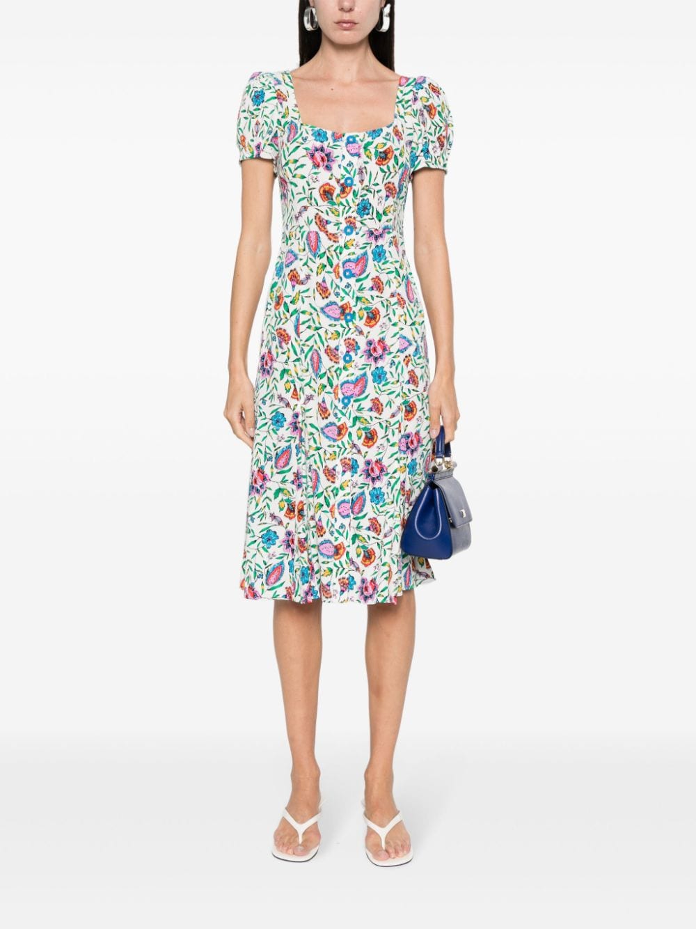 DVF Diane von Furstenberg Elena midi-jurk met bloemenprint - Wit
