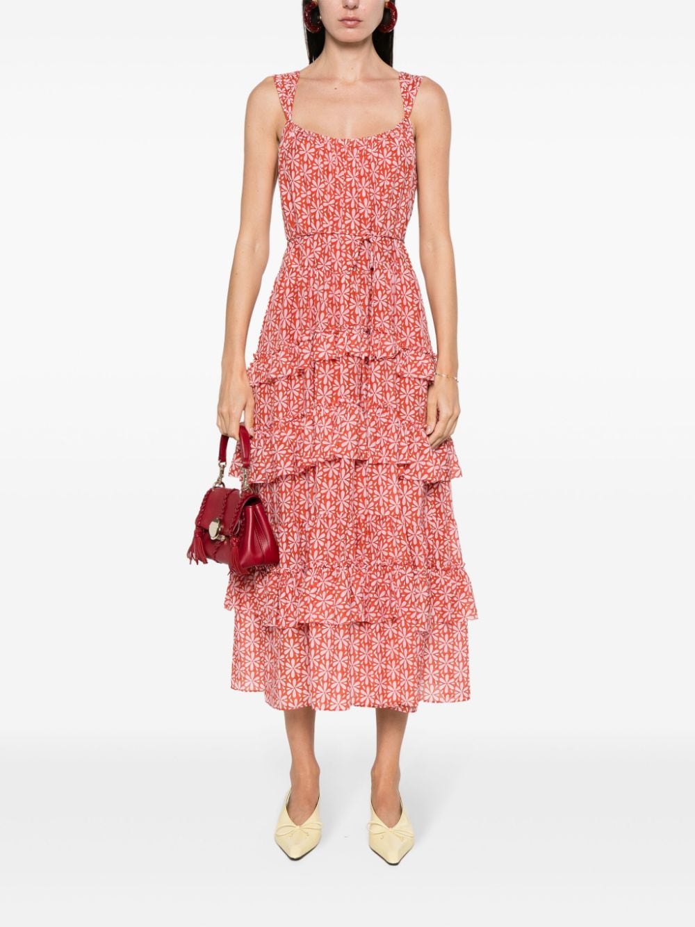 DVF Diane von Furstenberg Moderna midi-jurk met bloemenprint - Rood