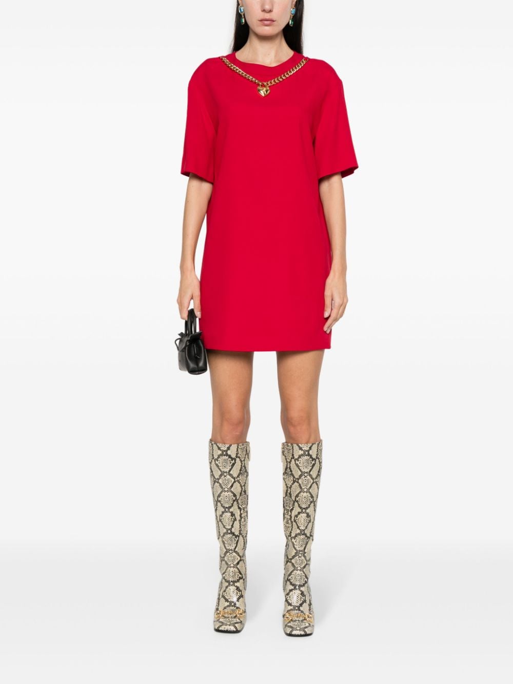 Moschino Mini-jurk van crêpe met bedel - Rood