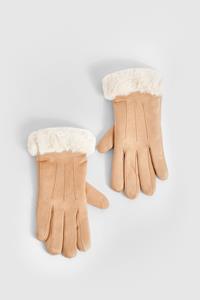 Boohoo Handschoenen Met Faux Fur Zoom, Brown