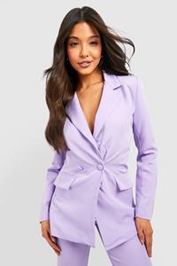 Boohoo Getailleerde Blazer Met Laag Decolleté, Lilac