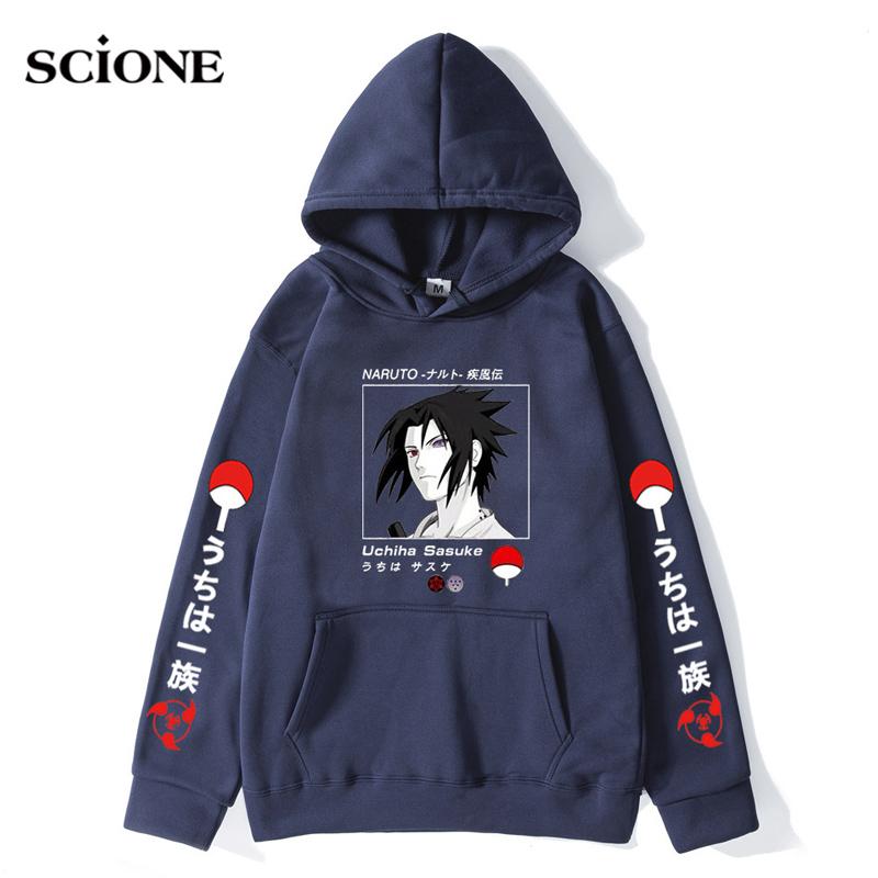 SCIONE Sasuke Anime Hoodies Casual Men's Plus Fleece Sweater Men's Hooded Sweater Anime Top