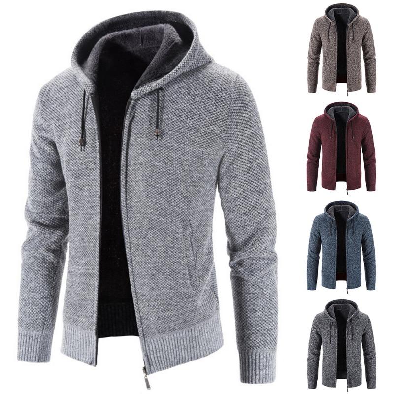 Pet supplies1 Men's Hoodies Long Sleeve Sweatshirts Sweatwear for Men Zipper Hooded Mens Oversize Winter Top Jacket Coat Black Sweater