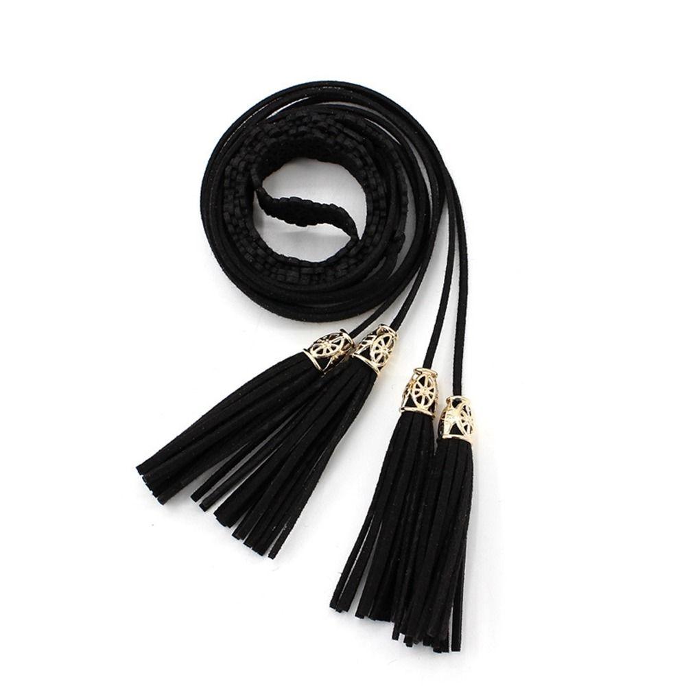 Minat Bohemian DIY Thin Belts Waist Rope Braided Tassel Belt Ethnic Style Belts Women Waist Chain