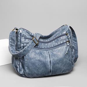 Retro Style Crossbody Bag, Multi Pockets Shoulder Bag, Washed Leather Purse For Women
