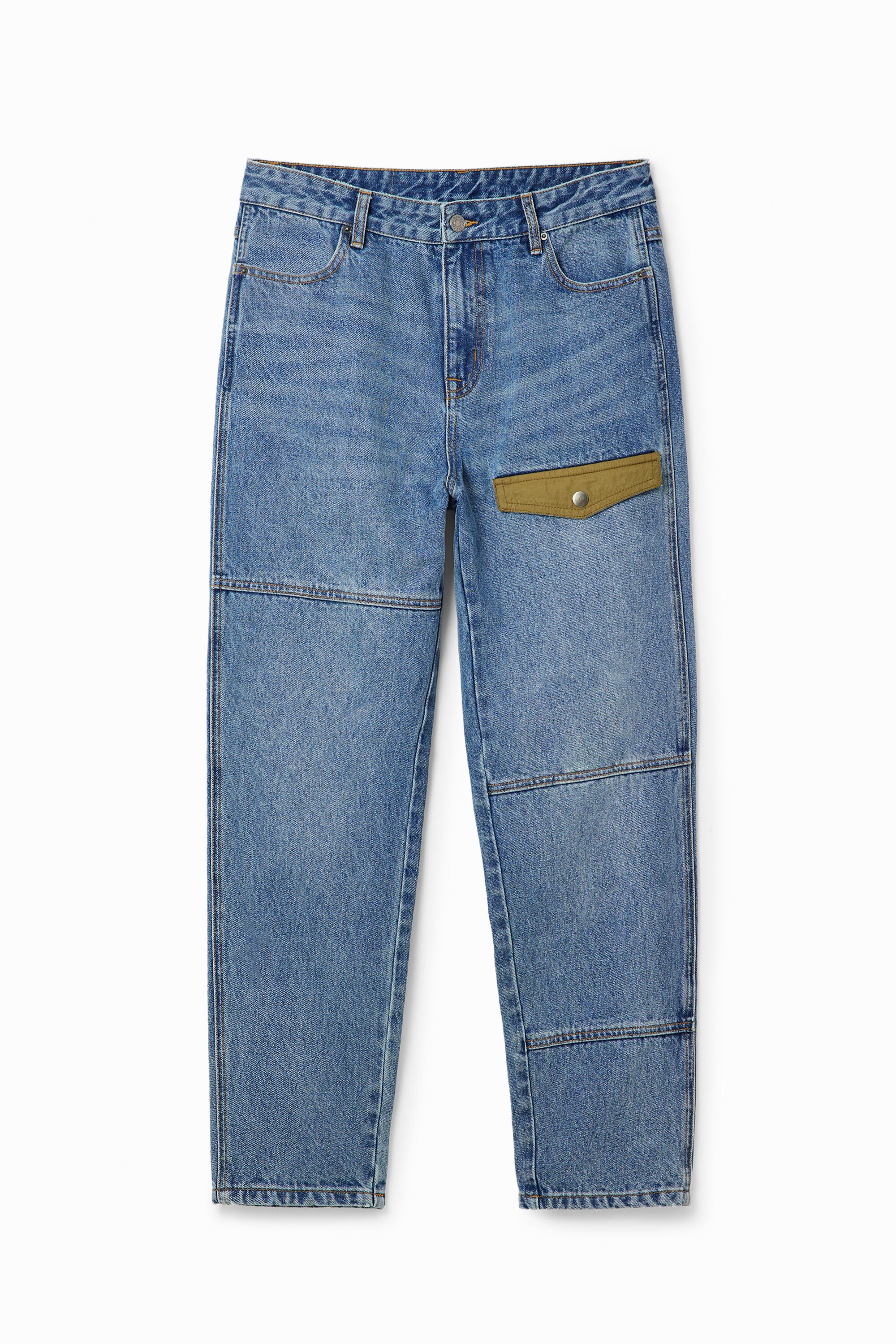 Desigual Straight jeans met patch - BLUE
