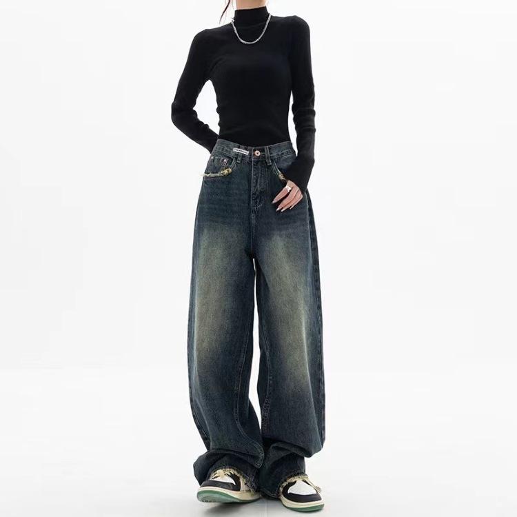 NOWVOGUE Harajuku Streetwear Retro Fashion 2023 Lente Vrouwen Hoge Taille Jeans Losse Wijde Pijp Rechte Losse Denim Broek Y2K Broek