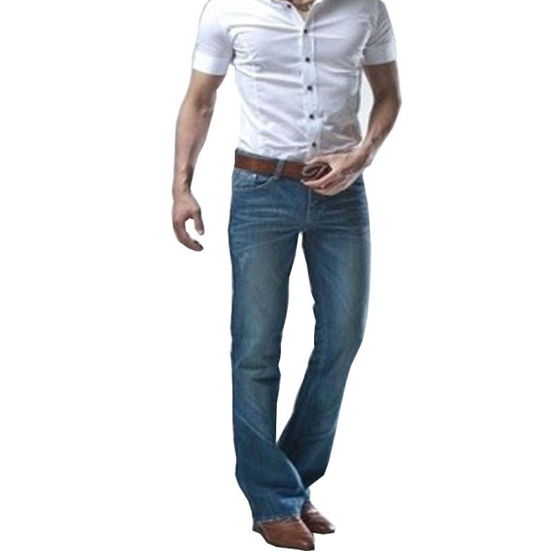 XK22GD Uitlopende jeans voor heren, bootcut beenuitlopende losse pasvorm, hoge taille, mannelijke ontwerper, klassieke denimjeans
