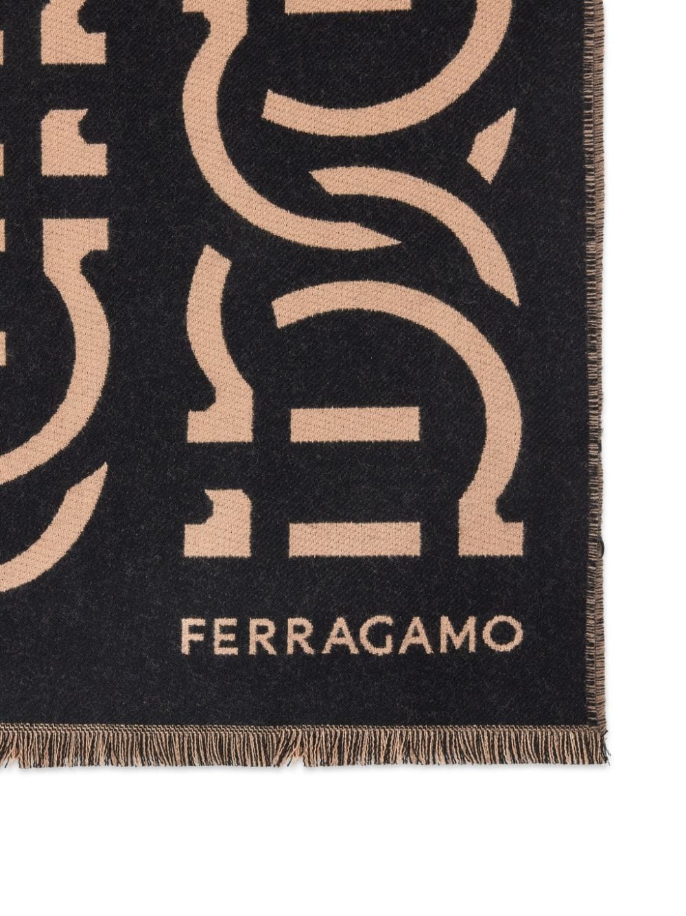 Ferragamo Giancini-jacquard wool scarf - Zwart