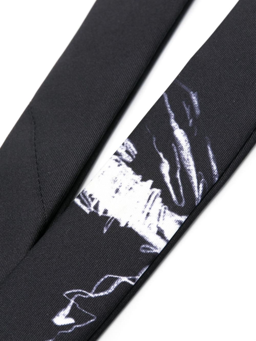 Emporio Armani abstract-print silk tie - Zwart