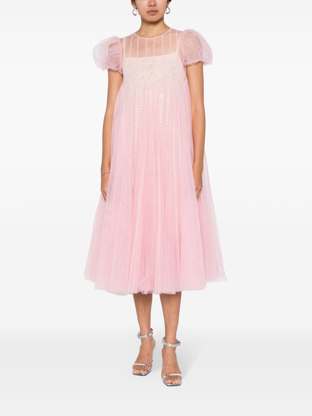 CAROLINE HU Tulen mini-jurk - Roze