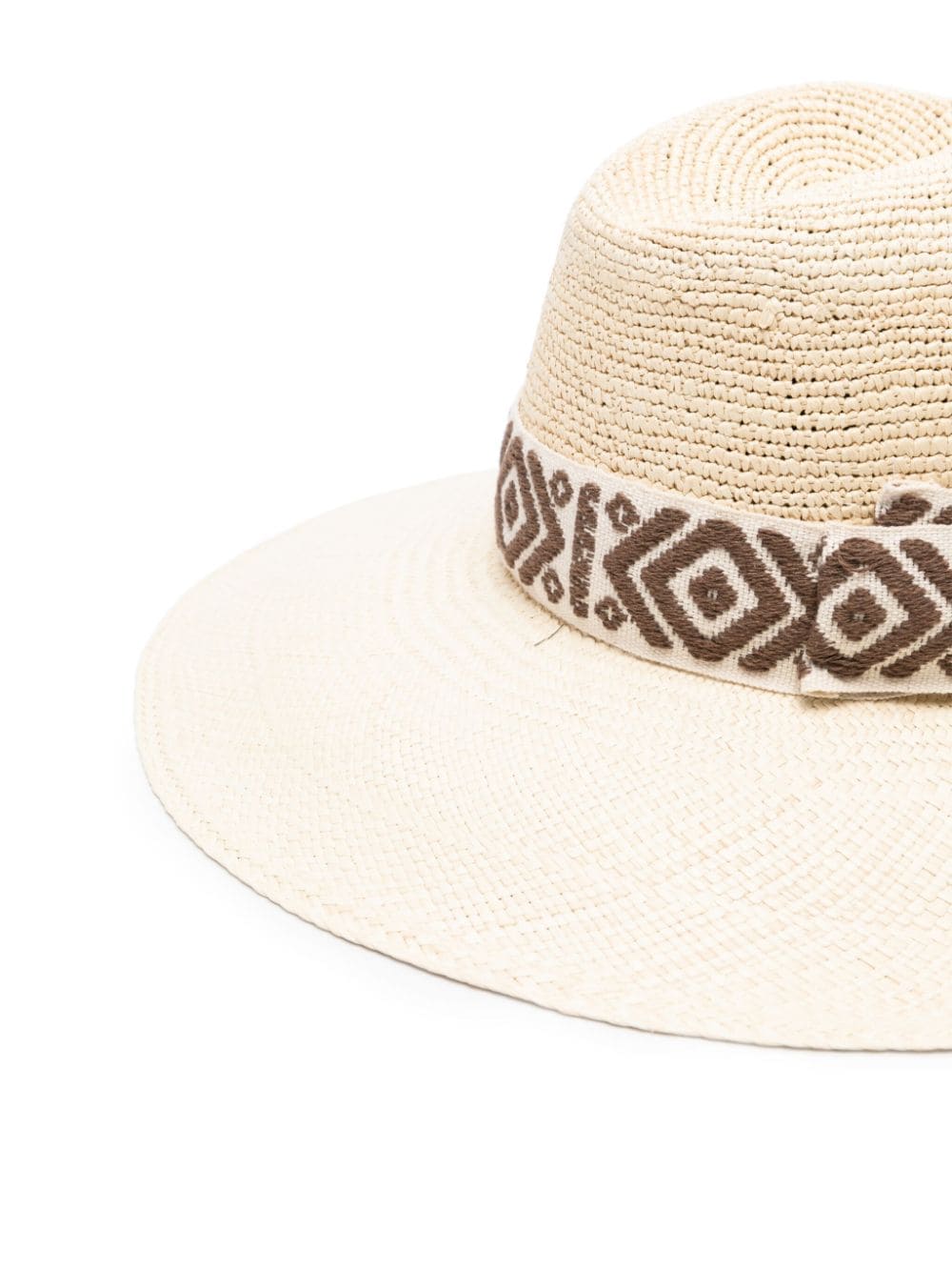 Borsalino Panama hoed met gehaakt detail - Beige