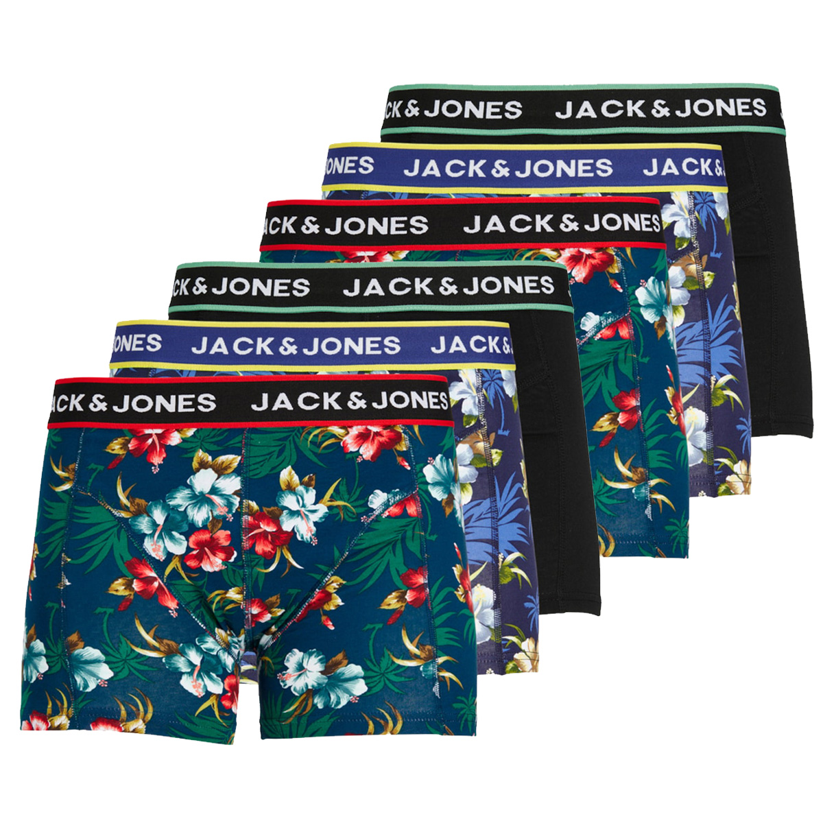 Jack & Jones Boxershorts JACFLOWER Trunks 6-pack Zwart / Navy-L