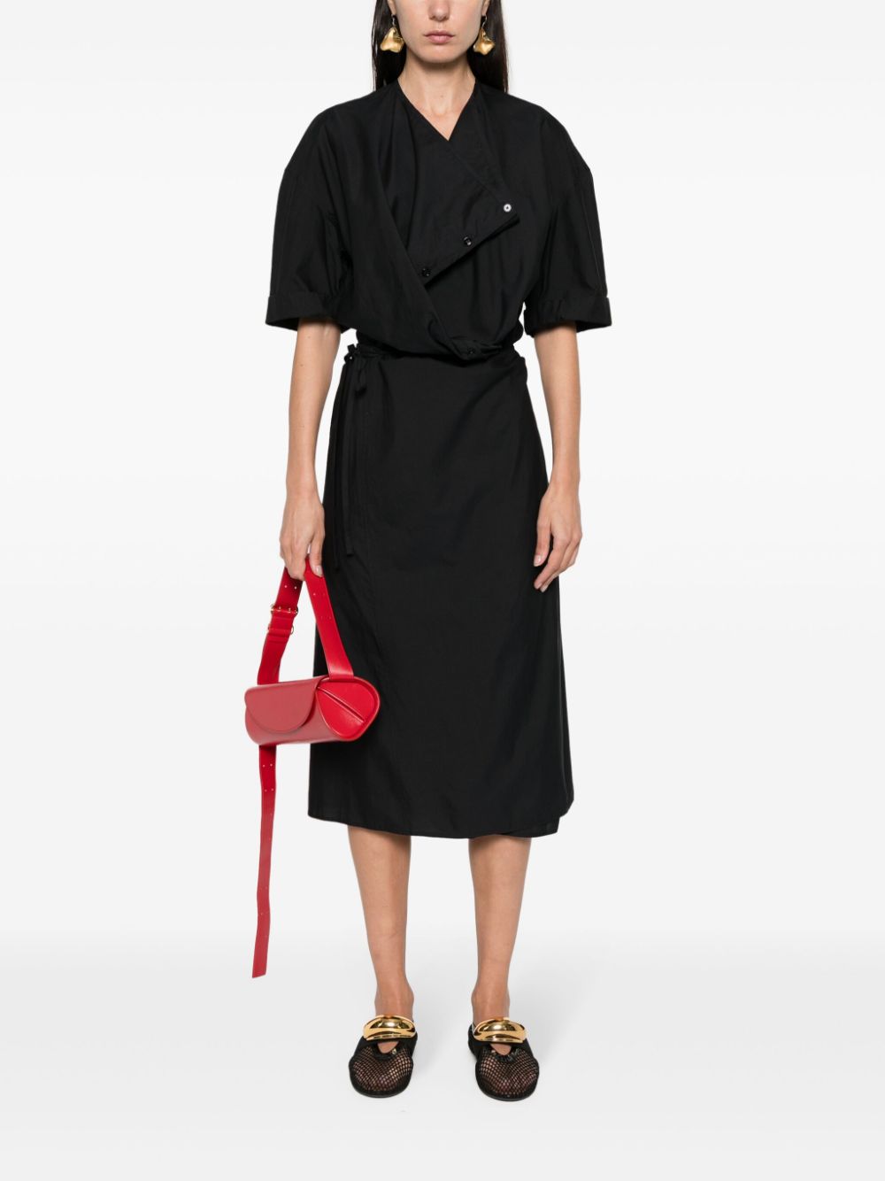LEMAIRE Midi-jurk met col - Zwart