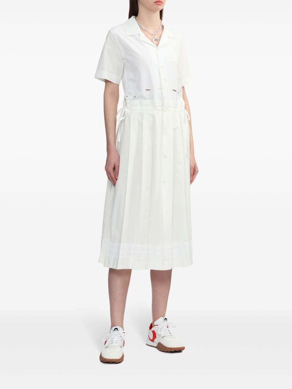 Marine Serre Midi-jurk met borduurwerk - Wit