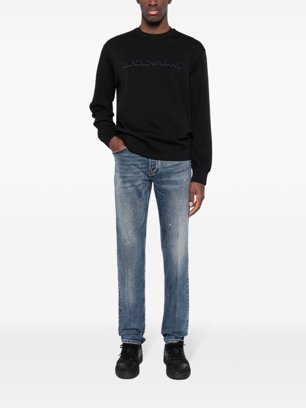 Emporio Armani Sweater met logoprint - Zwart