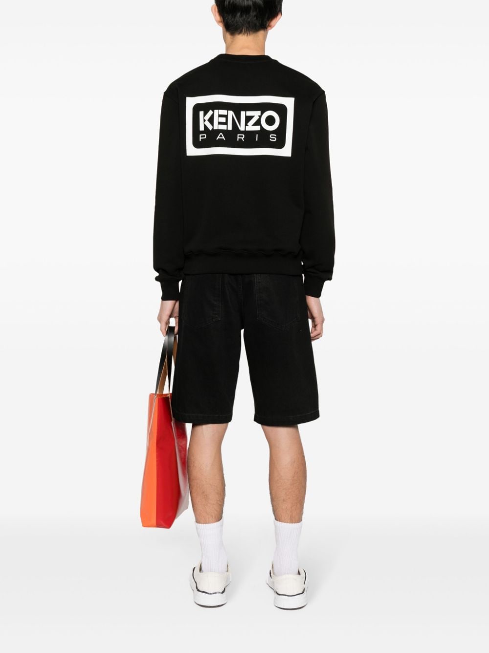 Kenzo logo-embroidered cotton sweatshirt - Zwart