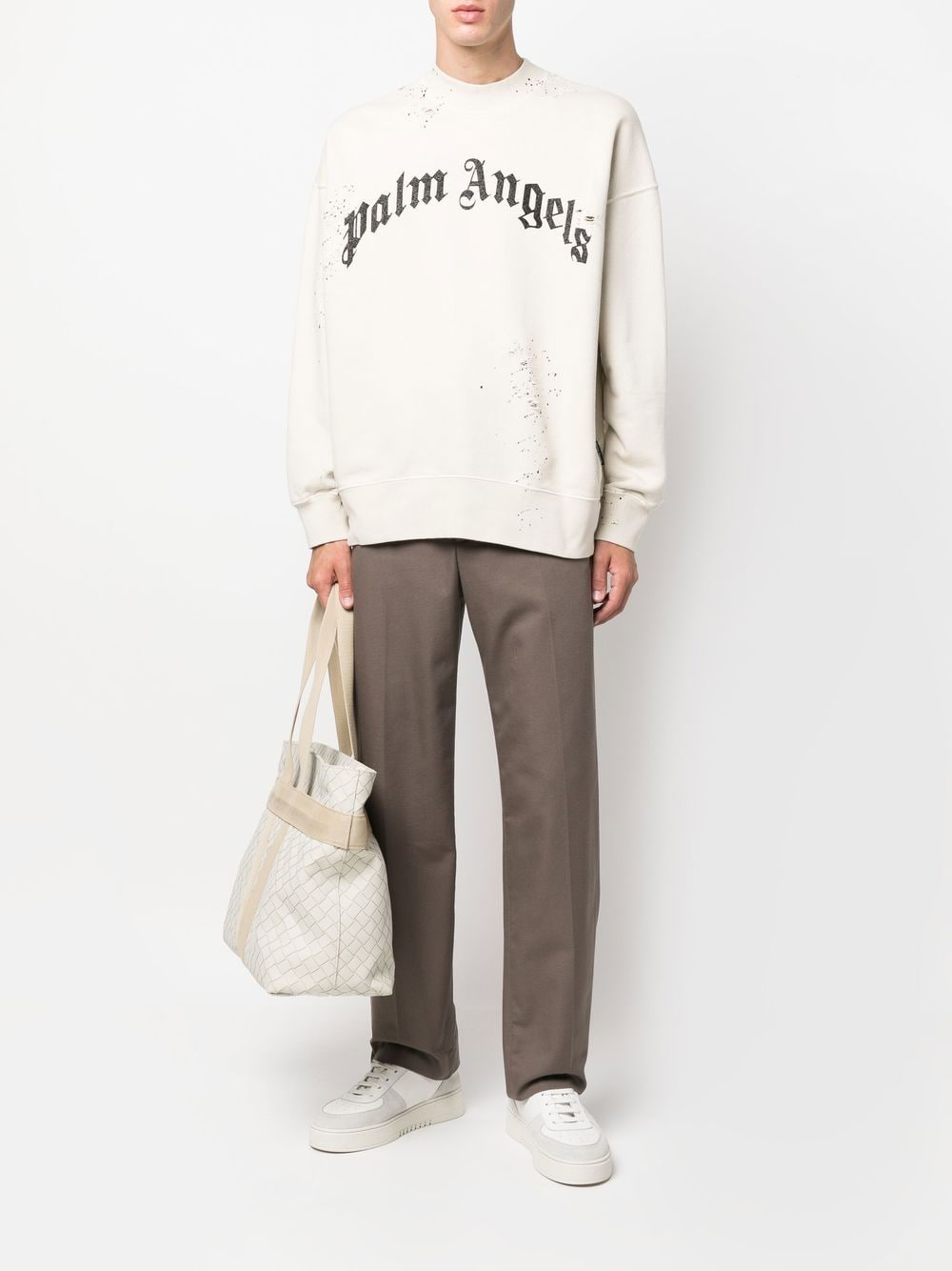 Palm Angels Sweater met logoprint - Beige