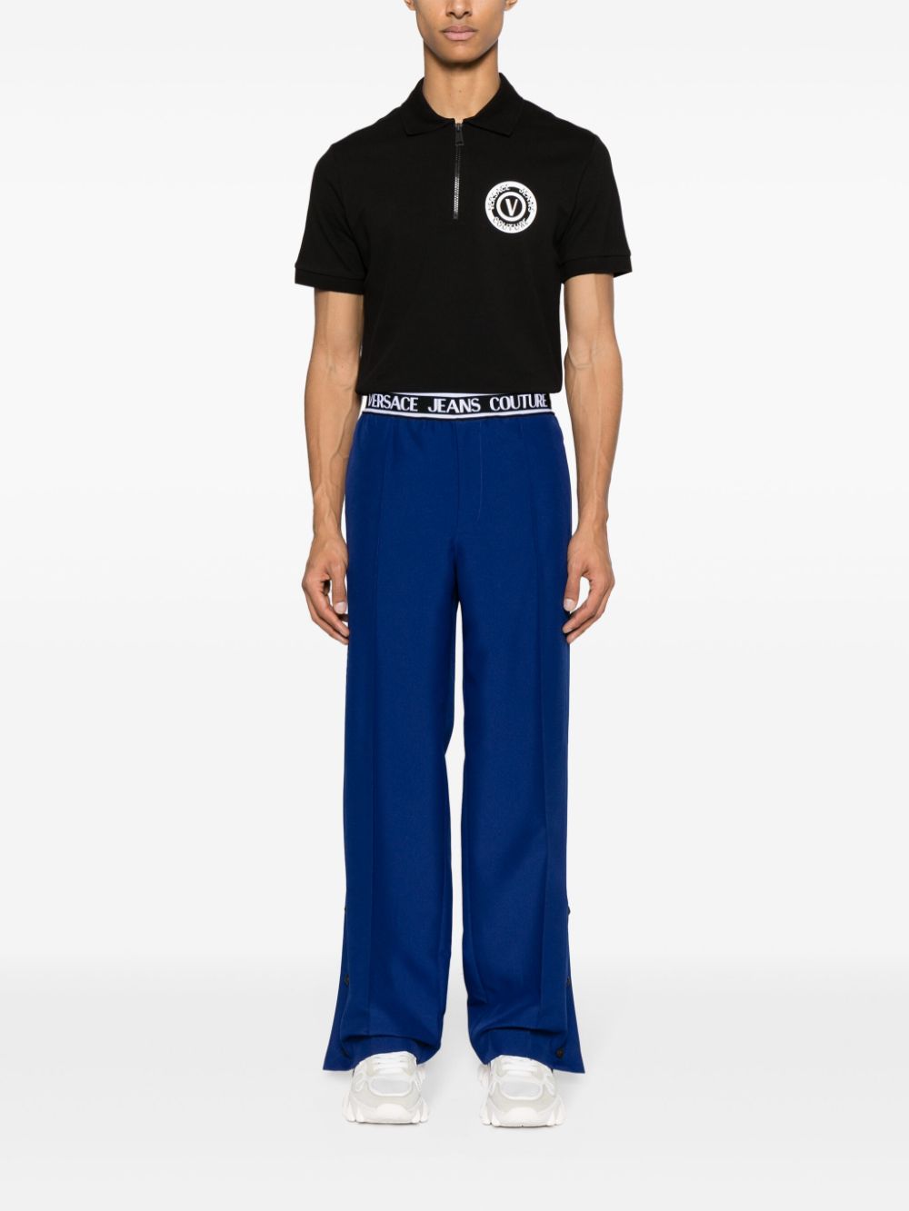 Versace Jeans Couture Poloshirt met logoprint en rits - Zwart