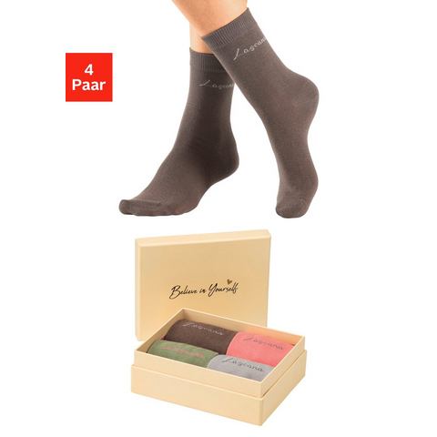 Lascana Basic sokken Believe in Yourself in aantrekkelijke cadeauverpakking (box, 4 paar)
