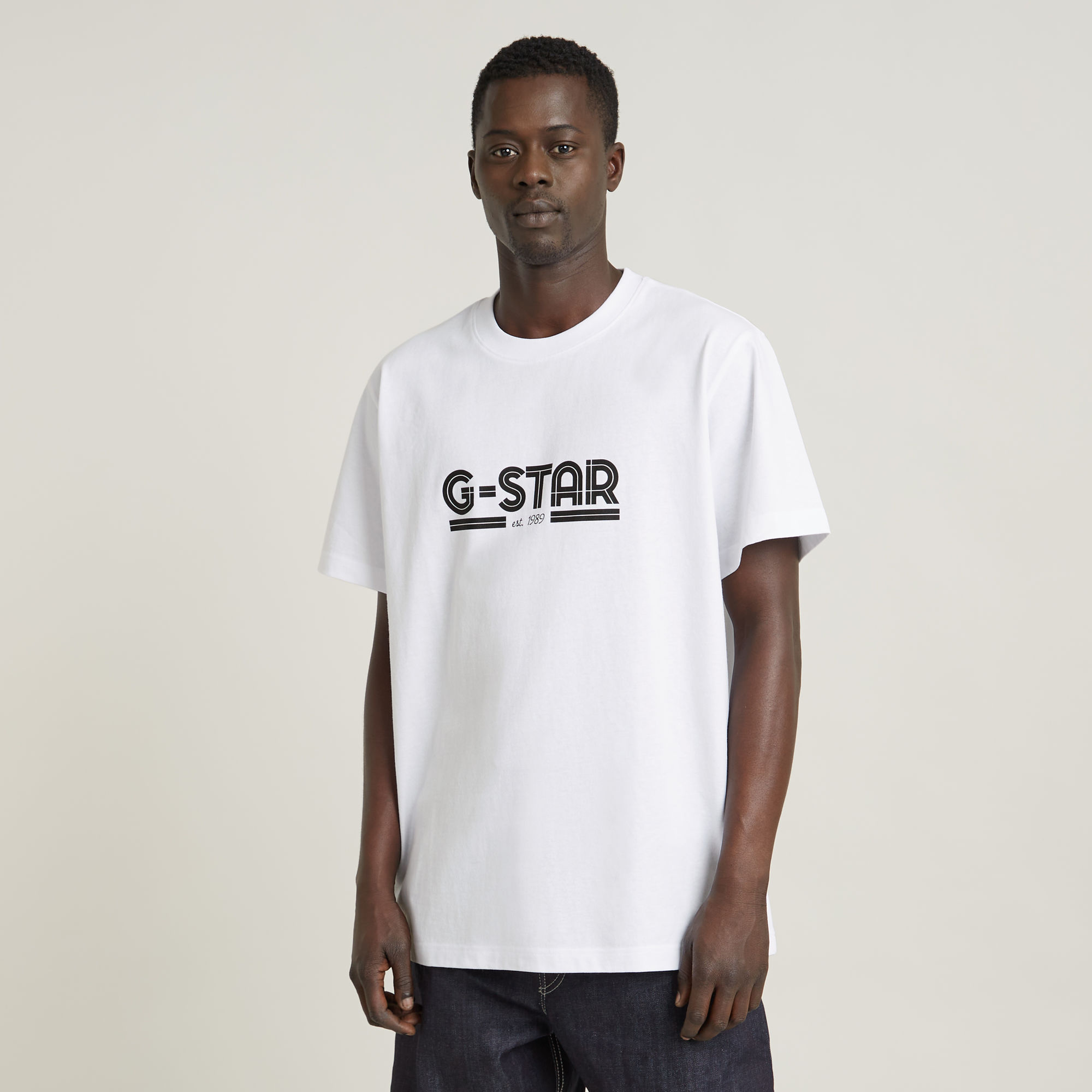 G-Star RAW Unisex Line Script Loose T-Shirt - Wit - Heren