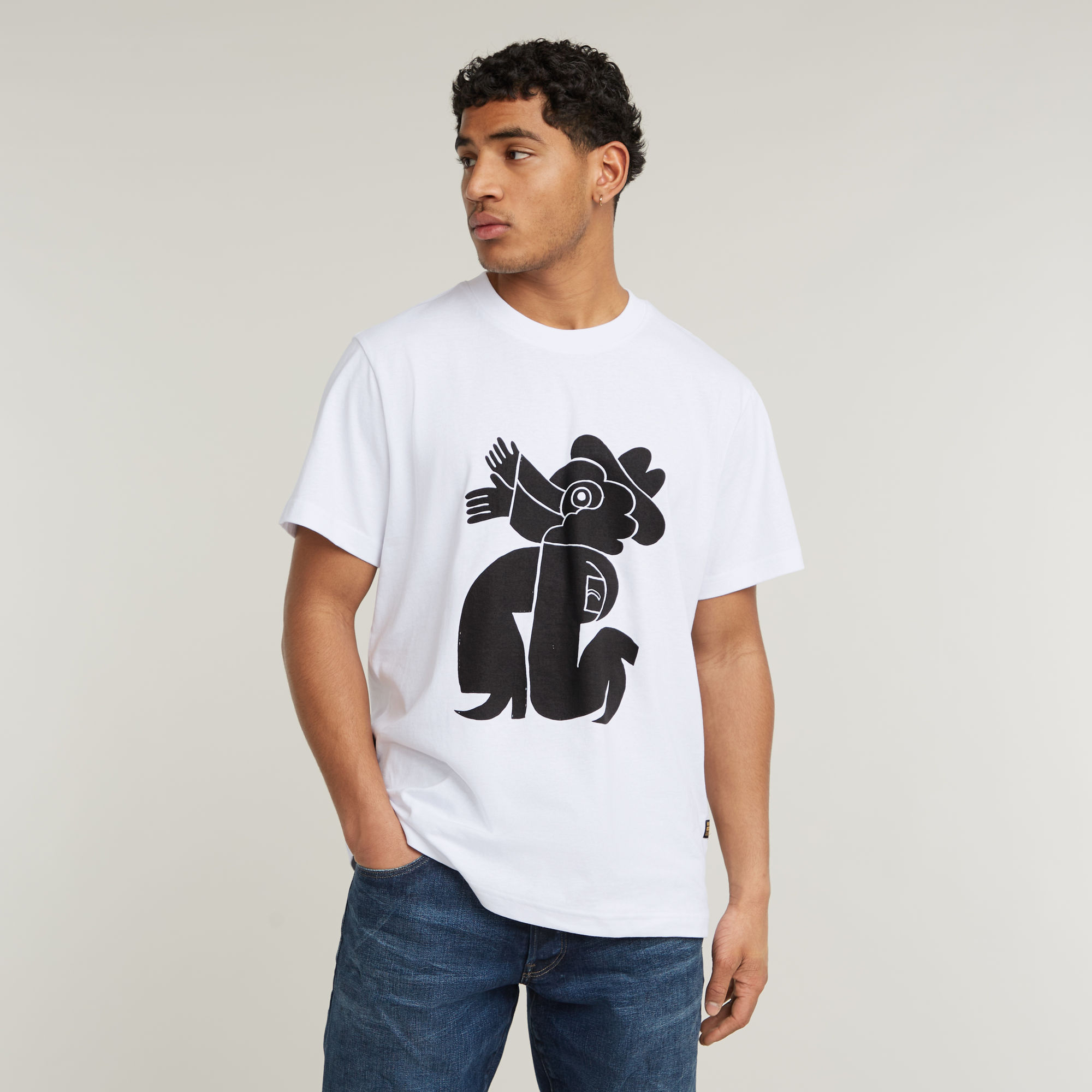 G-Star RAW Boots Illustration Loose T-Shirt - Wit - Heren