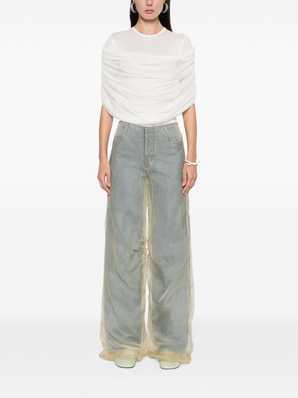 Christopher Esber sheer-overlay straight-leg jeans - Blauw