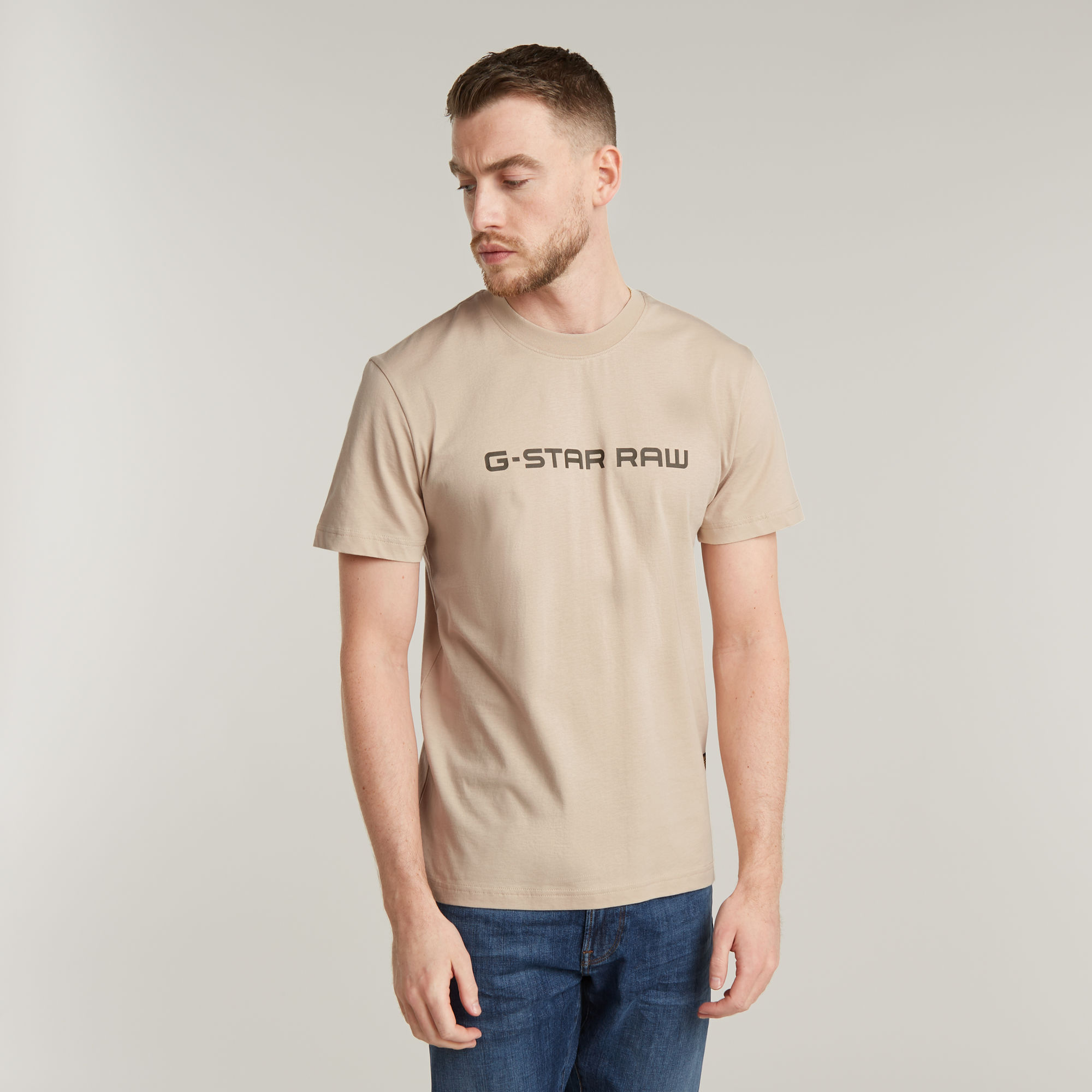 G-Star RAW Corporate Script Logo T-Shirt - Beige - Heren