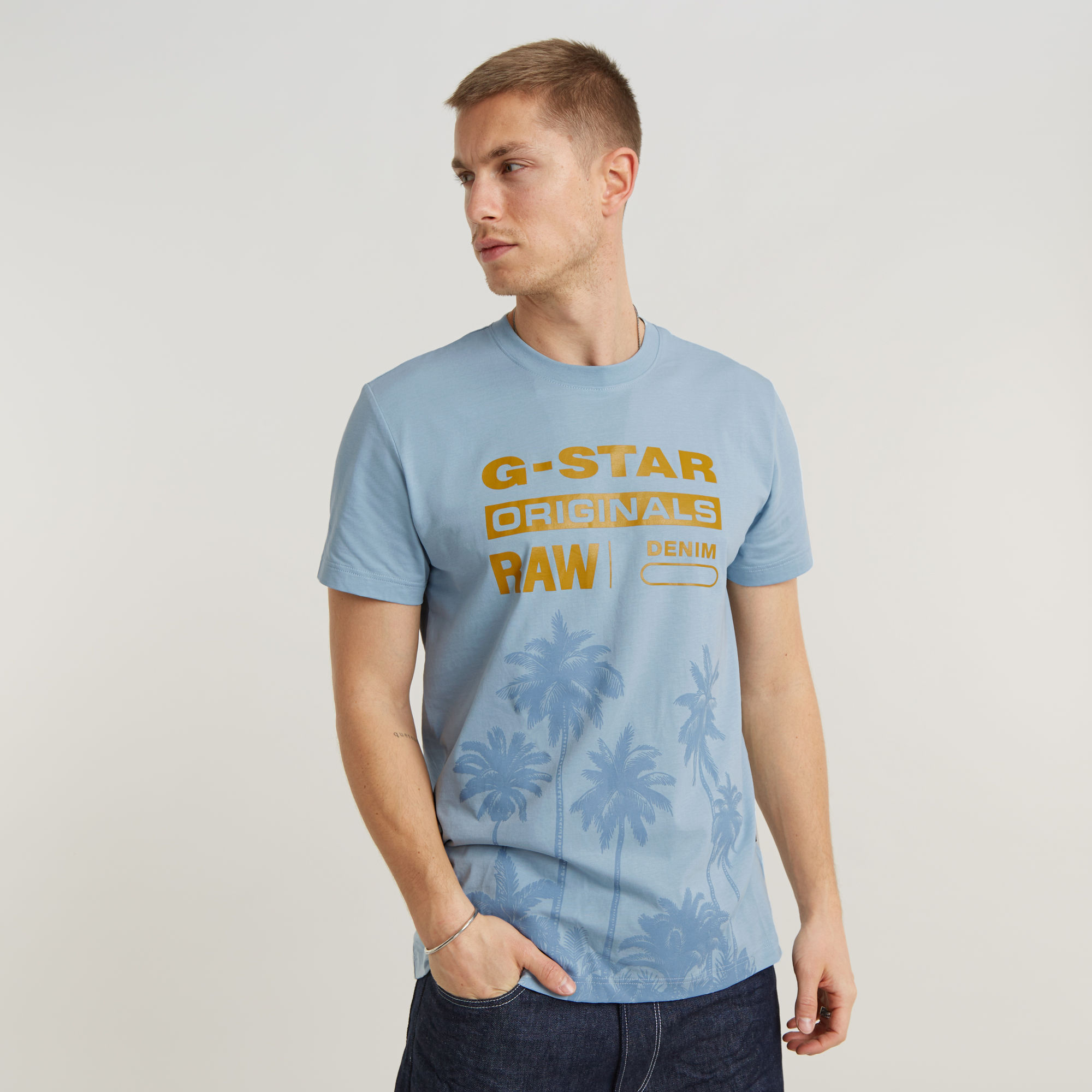 G-Star RAW Palm Originals T-Shirt - Lichtblauw - Heren