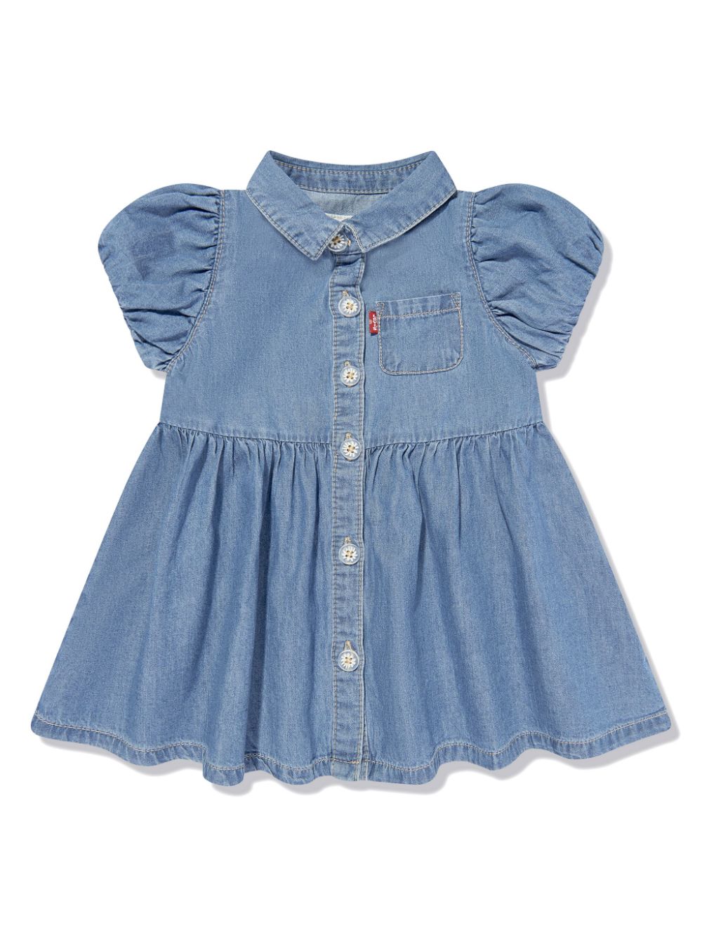 Levi's Kids bubble-sleeve denim shirtdress - Blauw