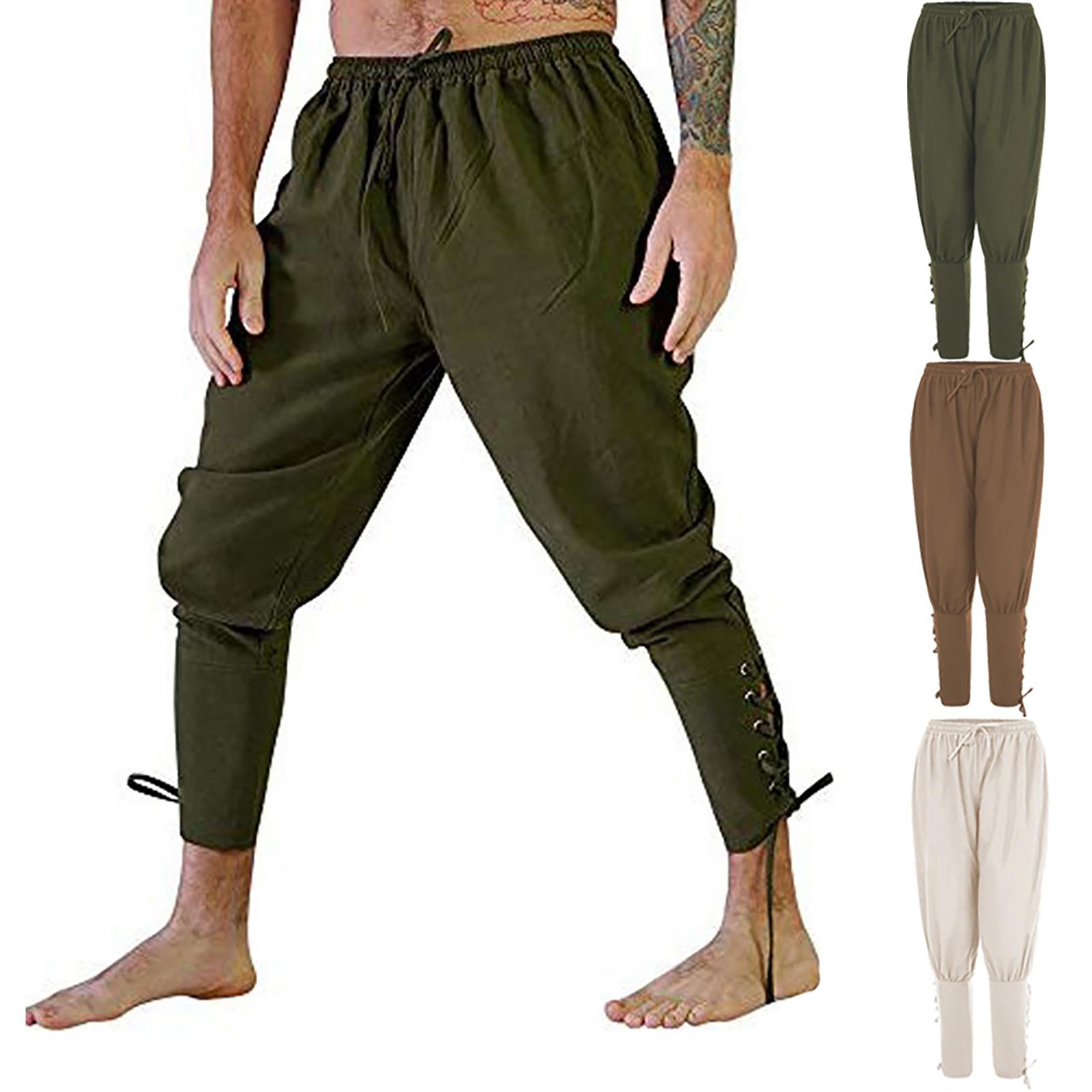 Beautiful eyes Summer men's medieval stage performance casual ankle strap pants