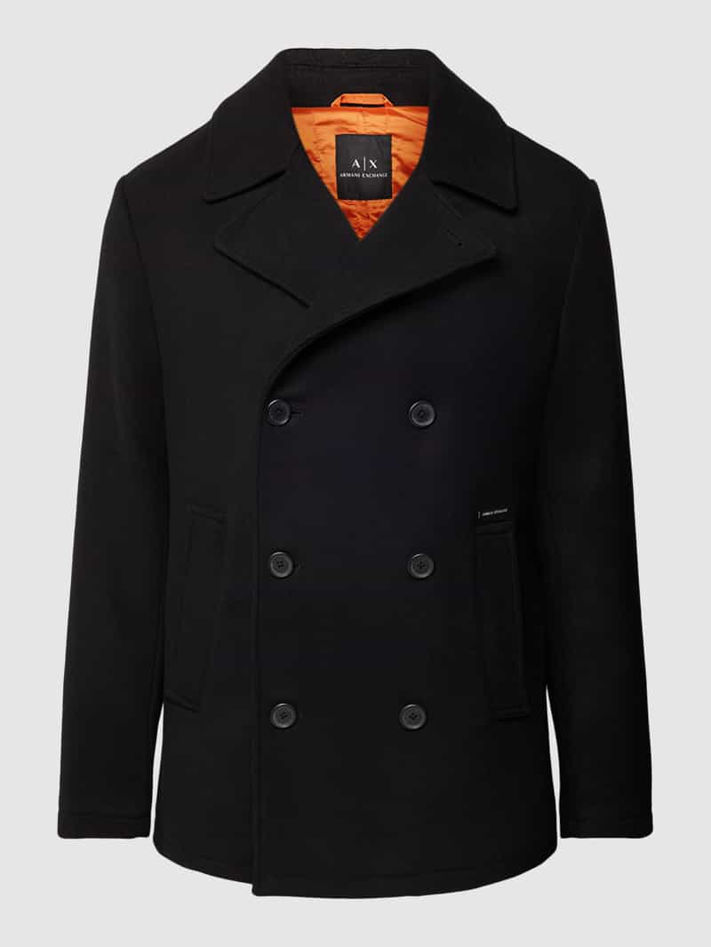 Armani Exchange Lange jas met reverskraag, model 'Caban'