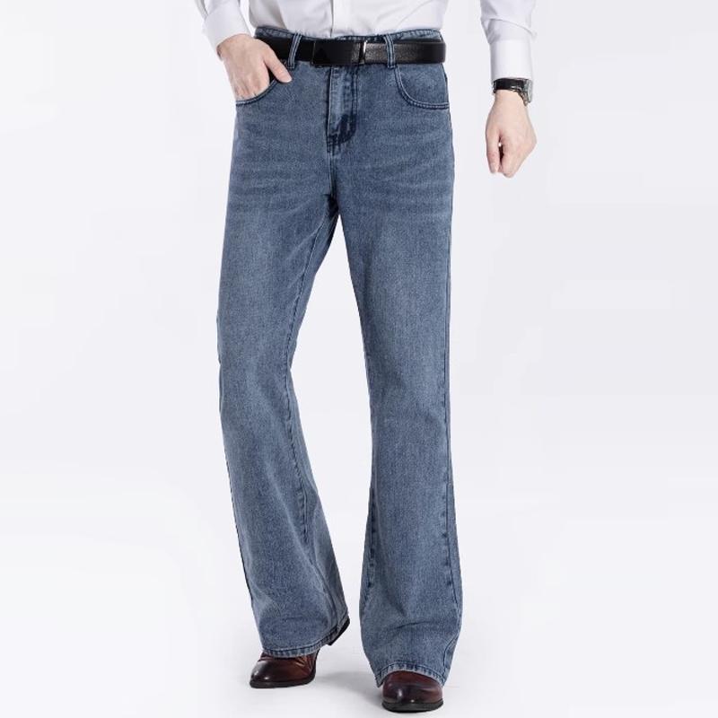 LFSZY121 Denim uitlopende jeans voor heren, lichtblauwe stretchjeans voor heren met middelhoge taille