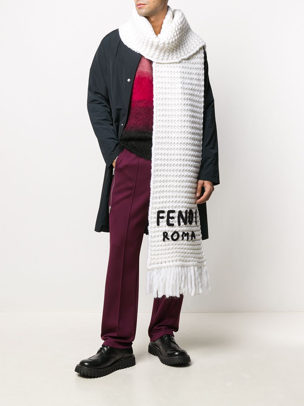 FENDI Sjaal met geborduurd logo - Wit