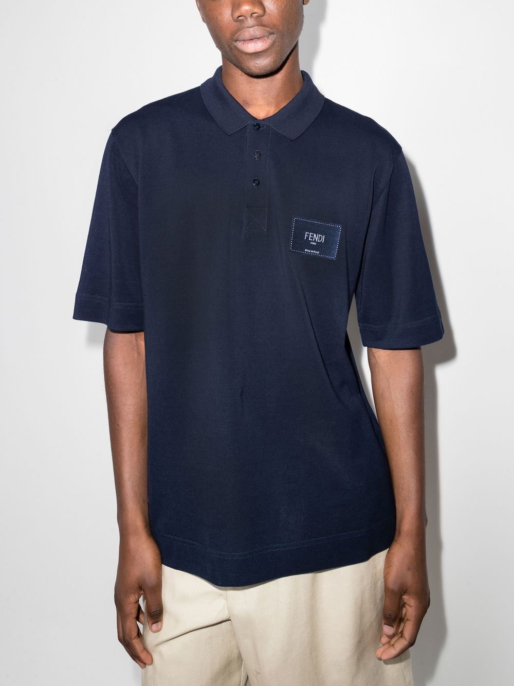 FENDI Poloshirt met geborduurd logo - Blauw