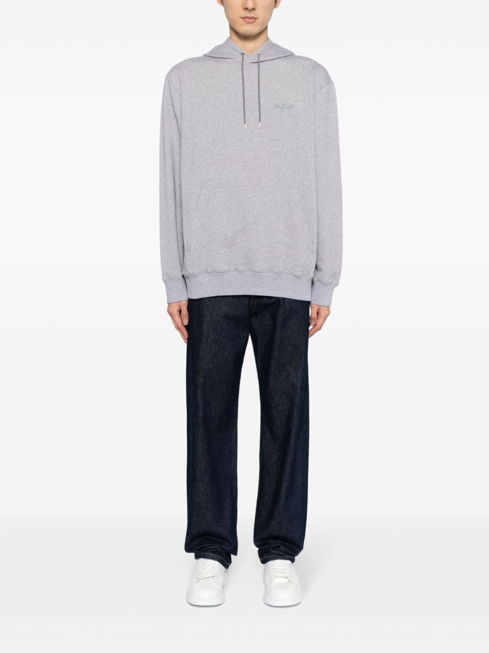 Paul Smith logo-embroidered organic cotton hoodie - Grijs