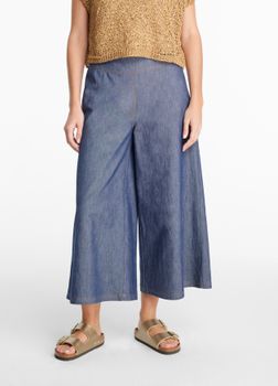 Sarah Pacini - E2023 Jeansbroek van katoen en linnen - wijduitlopende pijpen