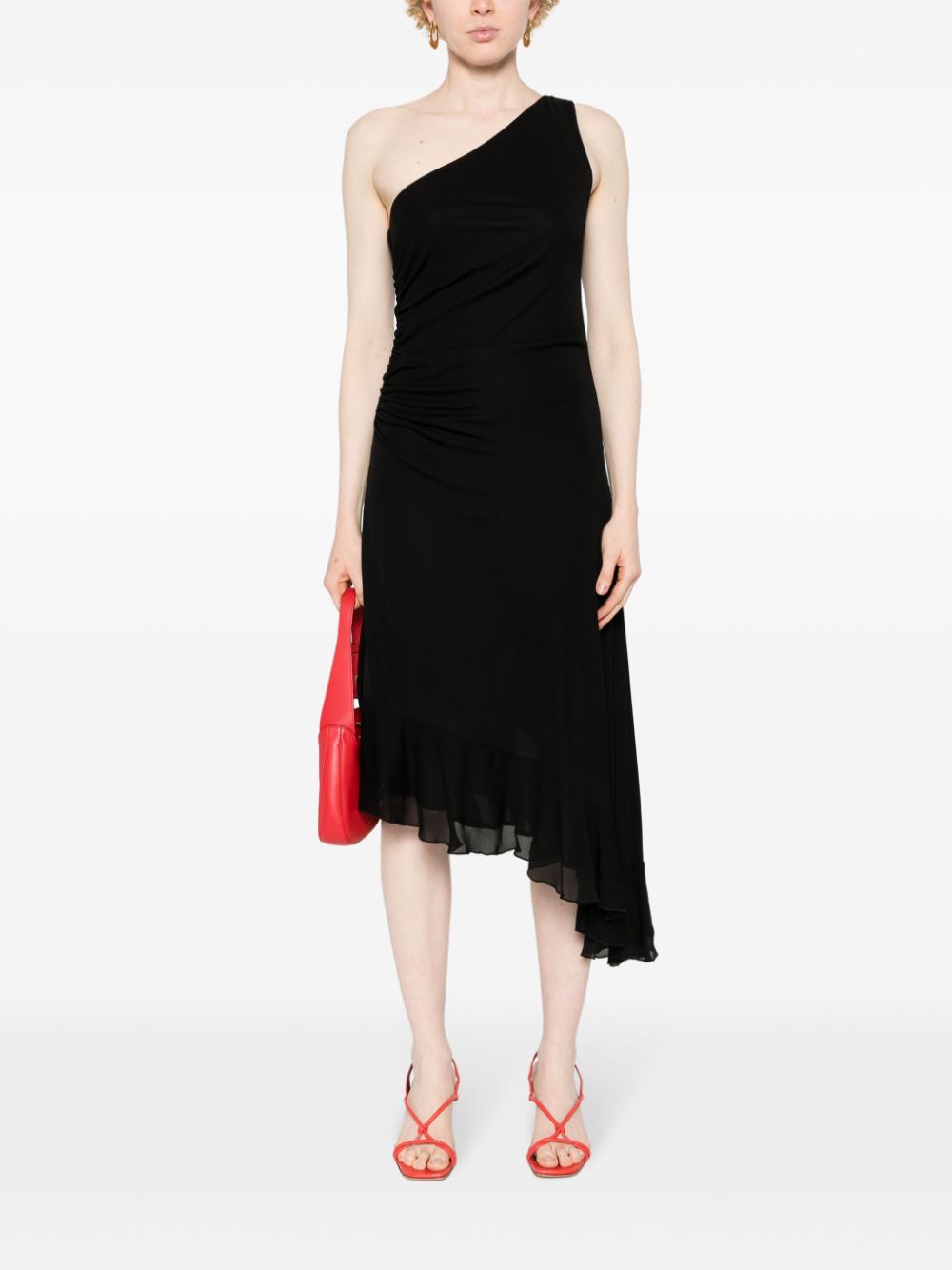 TWINSET drape-detail one-shoulder dress - Zwart