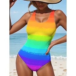 Light in the box dameszwemkleding uit één stuk ombre strand regenboog kleurverloop