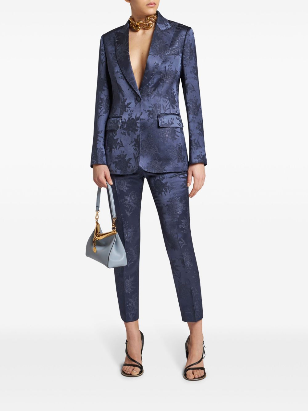 ETRO patterned-jacquard tailored trousers - Blauw