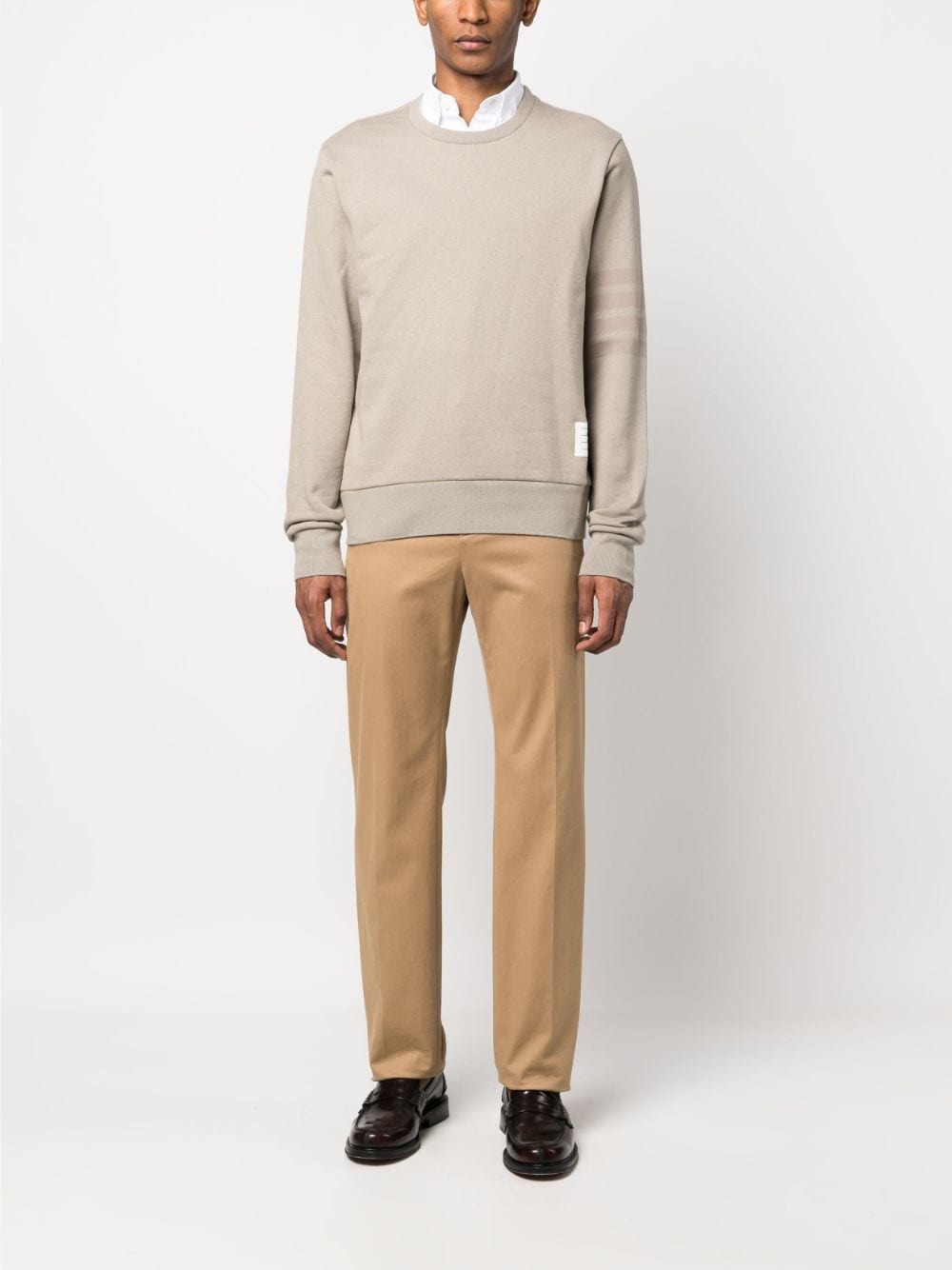 Thom Browne 4-Bar stripes cotton sweatshirt - Beige
