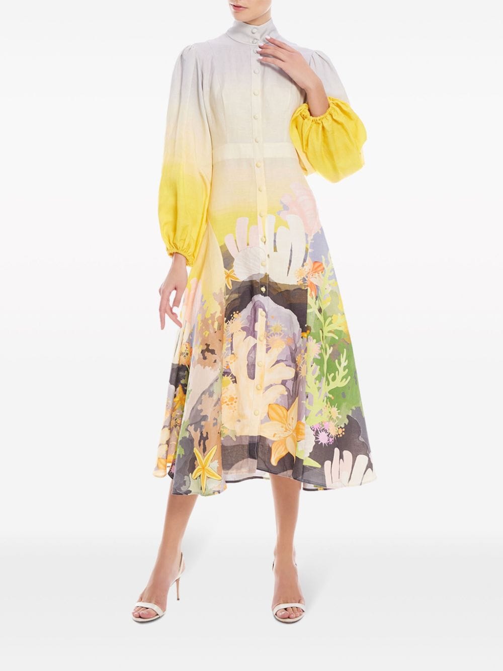 Leo Lin Nellie jurk met abstract patroon - Beige
