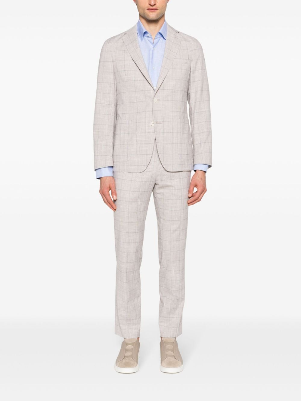 BOSS checked tailored trousers - Beige