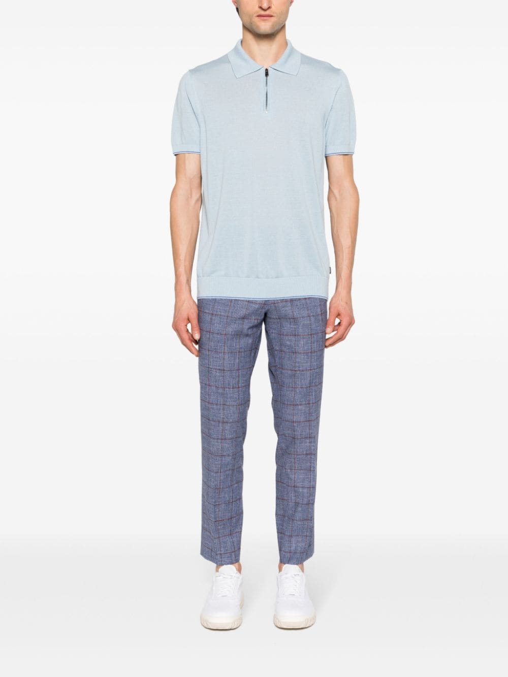 BOSS checked tailored trousers - Blauw