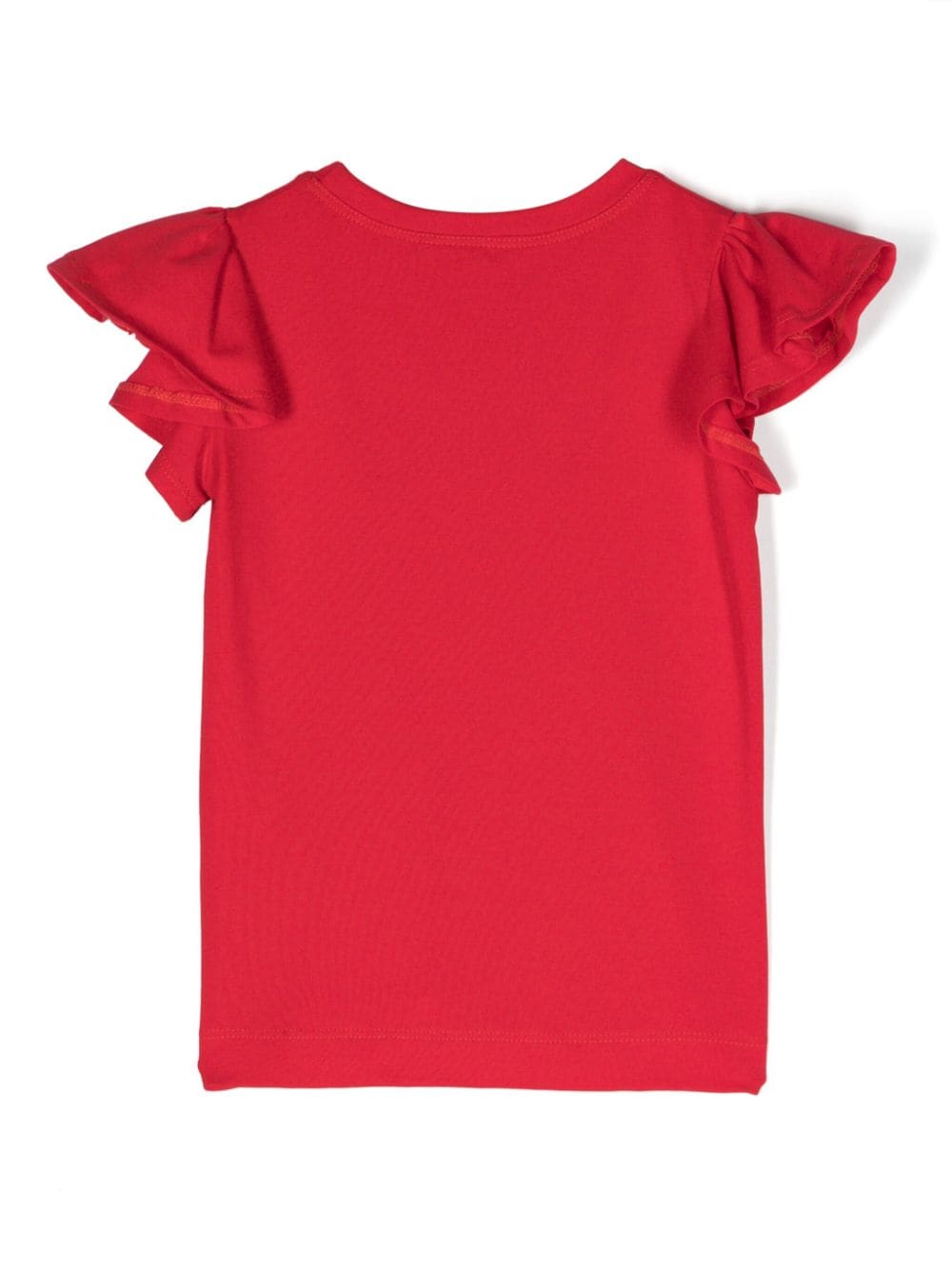 Monnalisa T-shirt met ruchemouwen - Rood